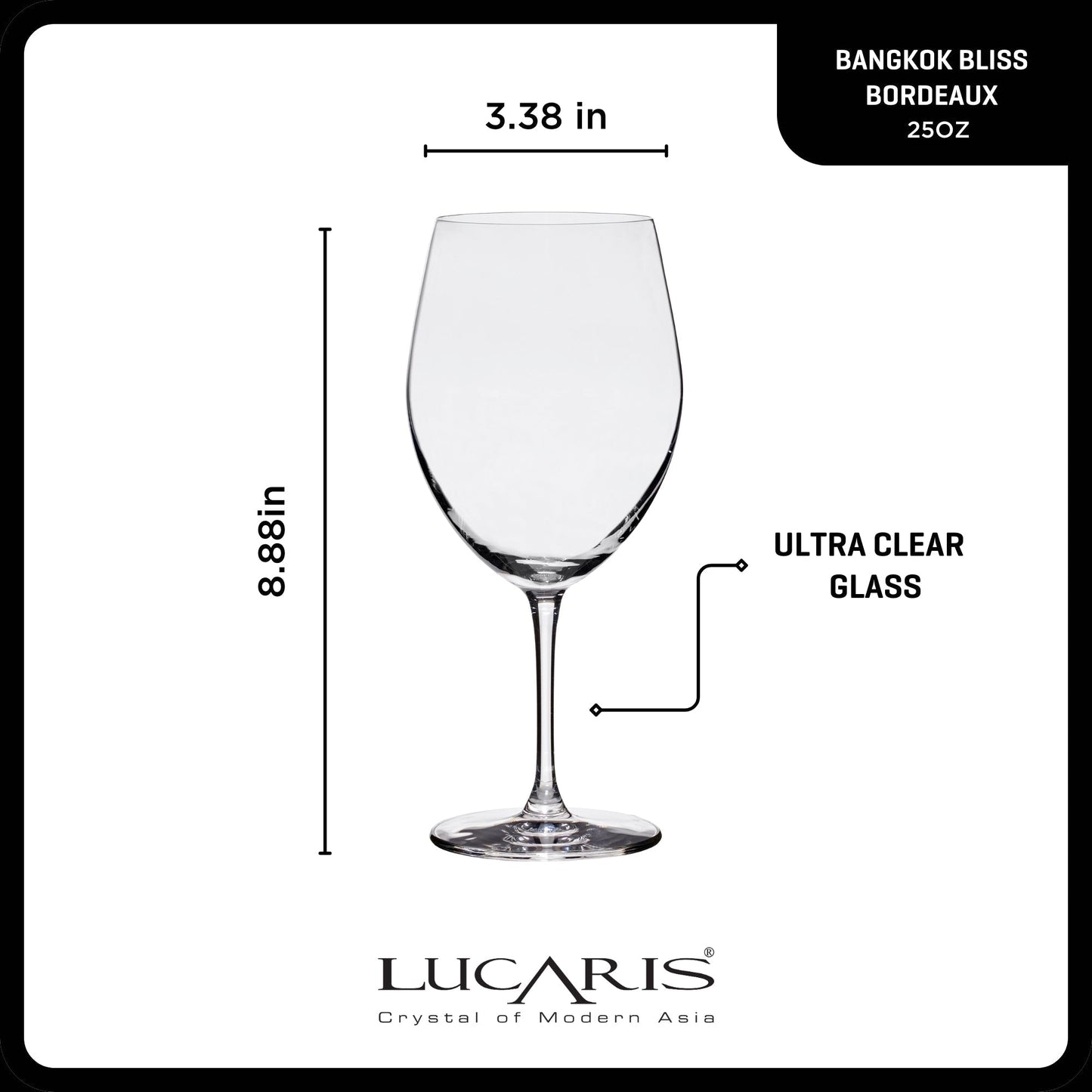 Lucaris Bangkok Bliss Bordeaux Glasses (4-Pieces), 25-ounce, Dishwasher Safe, Lead-free Crystalline
