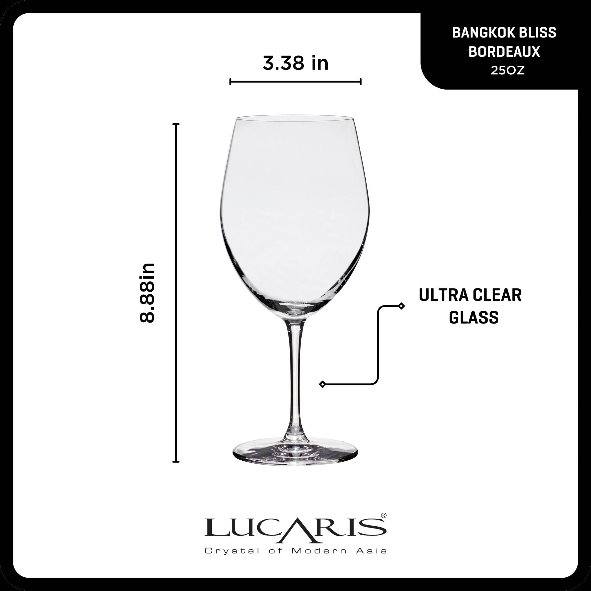 Lucaris Bangkok Bliss Bordeaux Glasses (4-Pieces), 25-ounce, Dishwasher Safe, Lead-free Crystalline