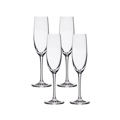 Lucaris Bangkok Bliss Champagne Flute Glasses (4-Pieces), 6-ounce, Dishwasher Safe, Lead-free Crystalline