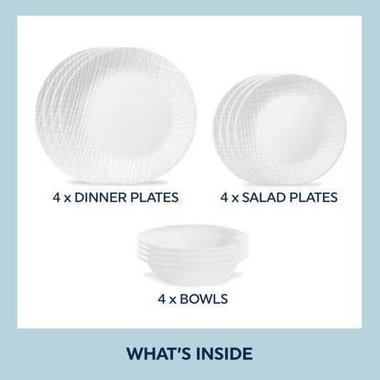 Corelle® Linen Weave 12-piece Dinnerware Set, Service for4